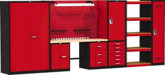 Hallowell - 210 Wide x 24" Deep x 78" High, Wood Workbench - Flat Top, Black/Red - Eagle Tool & Supply