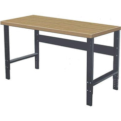 Hallowell - 48 Wide x 30" Deep x 34" High, Wood Workbench - Flat Top, Adjustable Legs, Black - Eagle Tool & Supply