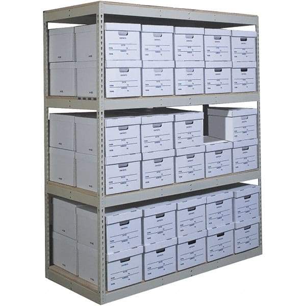 Hallowell - 3 Shelf Starter Open Steel Shelving - 2,500 Lb Capacity, 42" Wide x 60" High x 15" Deep, Tan - Eagle Tool & Supply