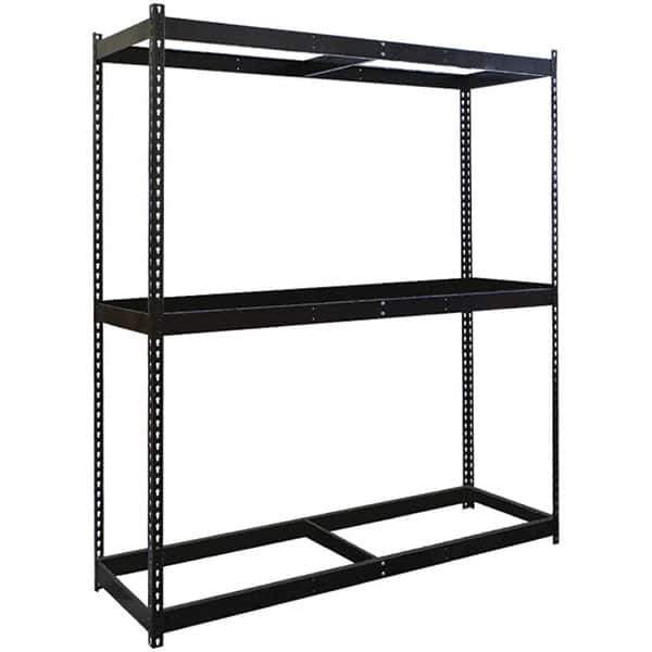 Hallowell - 3 Shelf Starter No Deck Open Steel Shelving - 620 Lb Capacity, 96" Wide x 84" High x 30" Deep, Black - Eagle Tool & Supply