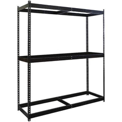 Hallowell - 3 Shelf Starter No Deck Open Steel Shelving - 1 Lb Capacity, 72" Wide x 84" High x 18" Deep, Black - Eagle Tool & Supply