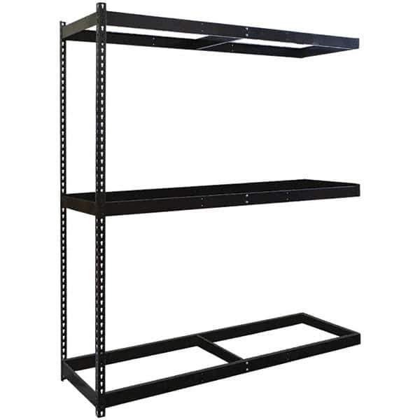 Hallowell - 3 Shelf Add-On No Deck Open Steel Shelving - 620 Lb Capacity, 96" Wide x 84" High x 48" Deep, Black - Eagle Tool & Supply