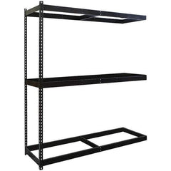 Hallowell - 3 Shelf Add-On No Deck Open Steel Shelving - 620 Lb Capacity, 96" Wide x 84" High x 48" Deep, Black - Eagle Tool & Supply