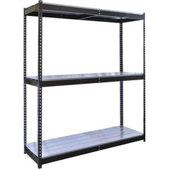 Hallowell - 3 Shelf Starter EZ-Deck Open Steel Shelving - 835 Lb Capacity, 60" Wide x 84" High x 18" Deep, Midnight Ebony - Eagle Tool & Supply