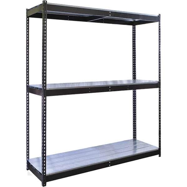 Hallowell - 3 Shelf Starter EZ-Deck Open Steel Shelving - 1 Lb Capacity, 72" Wide x 84" High x 18" Deep, Midnight Ebony - Eagle Tool & Supply