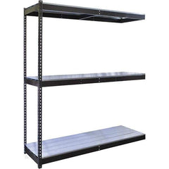 Hallowell - 3 Shelf Add-On EZ-Deck Open Steel Shelving - 920 Lb Capacity, 48" Wide x 84" High x 48" Deep, Midnight Ebony - Eagle Tool & Supply