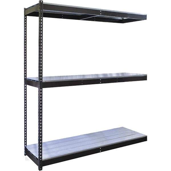 Hallowell - 3 Shelf Add-On EZ-Deck Open Steel Shelving - 700 Lb Capacity, 48" Wide x 84" High x 24" Deep, Midnight Ebony - Eagle Tool & Supply