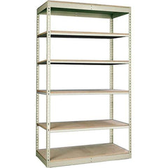 Hallowell - 6 Shelf Starter Particle Board Open Steel Shelving - 350 Lb Capacity, 48" Wide x 84" High x 24" Deep, Tan - Eagle Tool & Supply