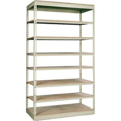 Hallowell - 8 Shelf Starter Particle Board Open Steel Shelving - 350 Lb Capacity, 36" Wide x 84" High x 24" Deep, Tan - Eagle Tool & Supply