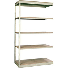 Hallowell - 5 Shelf Add-On Particle Board Open Steel Shelving - 250 Lb Capacity, 36" Wide x 84" High x 12" Deep, Tan - Eagle Tool & Supply