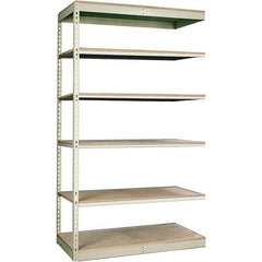 Hallowell - 6 Shelf Add-On Particle Board Open Steel Shelving - 250 Lb Capacity, 36" Wide x 84" High x 12" Deep, Tan - Eagle Tool & Supply
