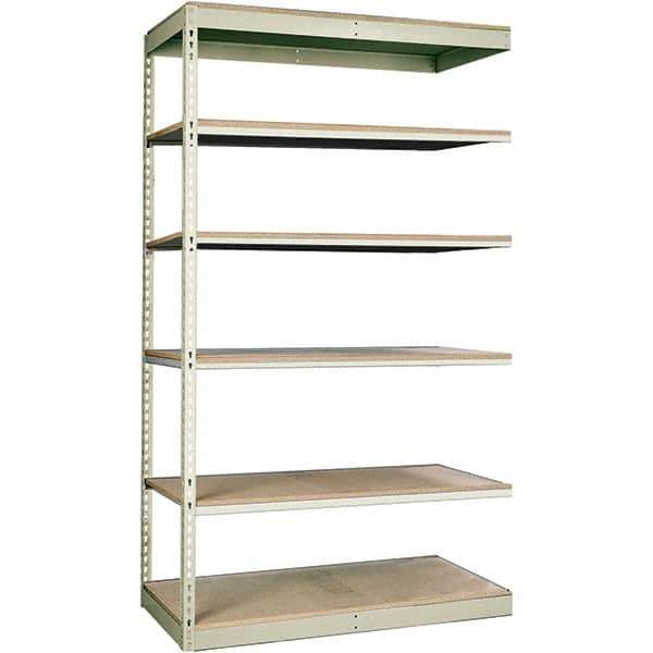 Hallowell - 6 Shelf Add-On Particle Board Open Steel Shelving - 250 Lb Capacity, 36" Wide x 84" High x 36" Deep, Tan - Eagle Tool & Supply
