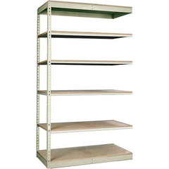 Hallowell - 6 Shelf Add-On Particle Board Open Steel Shelving - 250 Lb Capacity, 36" Wide x 84" High x 18" Deep, Tan - Eagle Tool & Supply