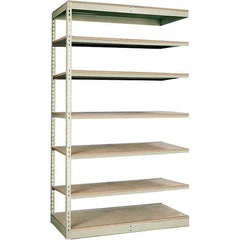 Hallowell - 7 Shelf Add-On Particle Board Open Steel Shelving - 250 Lb Capacity, 36" Wide x 84" High x 30" Deep, Tan - Eagle Tool & Supply