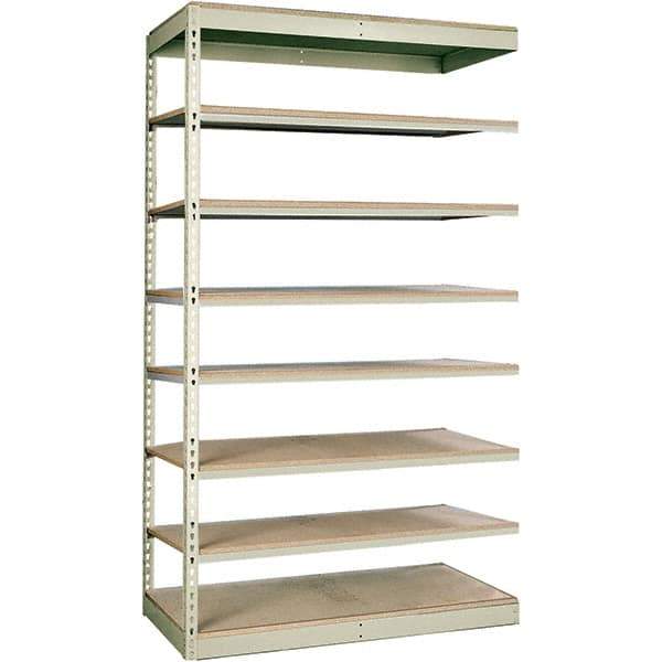 Hallowell - 8 Shelf Add-On Particle Board Open Steel Shelving - 250 Lb Capacity, 48" Wide x 84" High x 12" Deep, Tan - Eagle Tool & Supply