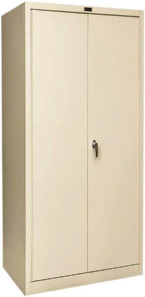 Hallowell - 4 Shelf Combination Storage Cabinet - Steel, 36" Wide x 24" Deep x 78" High, Tan - Eagle Tool & Supply