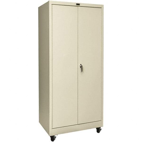 Hallowell - 4 Shelf Mobile Storage Cabinet - Steel, 48" Wide x 24" Deep x 78" High, Tan - Eagle Tool & Supply
