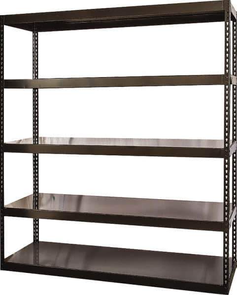 Hallowell - 5 Shelf Starter Solid Steel Waterfall Open Steel Shelving - 1 Lb Capacity, 72" Wide x 84" High x 24" Deep, Black - Eagle Tool & Supply