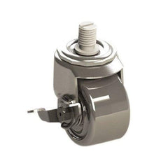 E.R. Wagner - 3" Diam x 1-3/4" Wide x 3-3/4" OAH Stem Mount Swivel Caster with Brake - Phenolic, 500 Lb Capacity, Roller Bearing, 3/4-10 x 1" Threaded Stem - Eagle Tool & Supply
