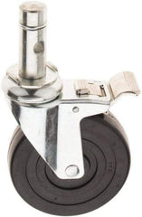 E.R. Wagner - 5" Diam x 1-1/4" Wide x 6-1/4" OAH Stem Mount Swivel Caster with Brake - Soft Rubber, 190 Lb Capacity, 1.0475 Friction Stem - Eagle Tool & Supply