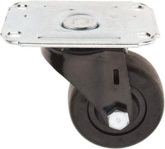 E.R. Wagner - 2-1/2" Diam x 1-1/4" Wide x 3-7/16" OAH Top Plate Mount Swivel Caster - Hard Rubber, 175 Lb Capacity, 2-3/4 x 3-3/4" Plate - Eagle Tool & Supply
