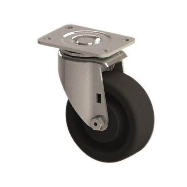 E.R. Wagner - 4" Diam x 1-1/2" Wide x 5-3/8" OAH Top Plate Mount Swivel Caster - Phenolic, 450 Lb Capacity, Roller Bearing, 2-3/4 x 3-3/4" Plate - Eagle Tool & Supply