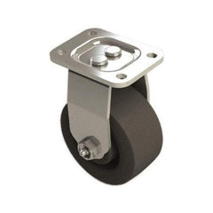 E.R. Wagner - 4" Diam x 2" Wide x 5-5/8" OAH Top Plate Mount Rigid Caster - Polyolefin, 600 Lb Capacity, Roller Bearing, 2-3/4 x 3-3/4" Plate - Eagle Tool & Supply