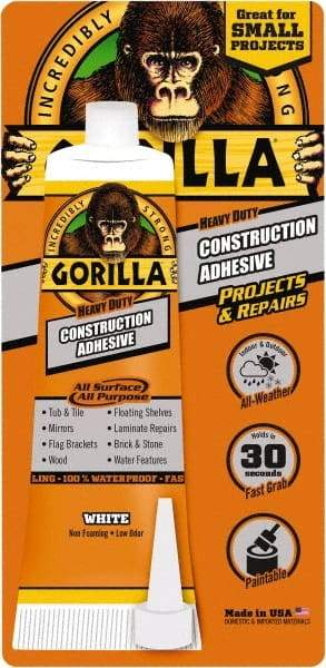 Gorilla Glue - White, Tube Silyl Terminated Polyether Construction Adhesive - -40 to 200°F Service Temperature, Indoor & Outdoor - Eagle Tool & Supply