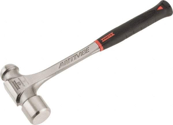 Proto - 3 Lb Head Steel Ball Pein Hammer - 15-3/4" Steel Handle with Grip, 1.93" Face Diam, 15-3/4" OAL, AntiVibe, Molded Textured Rubber Grip - Eagle Tool & Supply