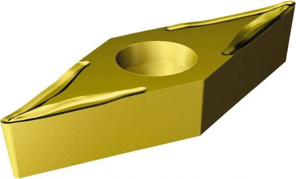 Sandvik Coromant - VBMT332 UM Grade 1525 Carbide Turning Insert - TiCN/TiN Finish, 35° Diamond, 3/8" Inscr Circle, 3/16" Thick, 1/32" Corner Radius - Eagle Tool & Supply