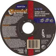 Norton - 4-1/2" Aluminum Oxide Cutoff Wheel - 0.045" Thick, 7/8" Arbor, Use with Die Grinders - Eagle Tool & Supply