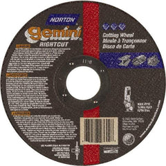 Norton - 5" Aluminum Oxide Cutoff Wheel - 0.045" Thick, 7/8" Arbor, Use with Die Grinders - Eagle Tool & Supply