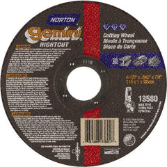 Norton - 4-1/2" Aluminum Oxide Cutoff Wheel - 0.045" Thick, 7/8" Arbor, Use with Die Grinders - Eagle Tool & Supply