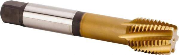 Kennametal - M24x3.00 Metric 5 Flute 6HX Plug Spiral Flute Tap - Powdered Metal, TiCN/TiN Finish, 160mm OAL, Left Hand Flute, Right Hand Thread, Series T620 - Eagle Tool & Supply