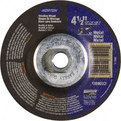 Norton - 24 Grit, 4-1/2" Wheel Diam, 1/4" Wheel Thickness, Type 27 Depressed Center Wheel - Aluminum Oxide - Eagle Tool & Supply
