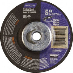 Norton - 24 Grit, 5" Wheel Diam, 1/4" Wheel Thickness, Type 27 Depressed Center Wheel - Aluminum Oxide - Eagle Tool & Supply