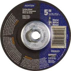 Norton - 24 Grit, 5" Wheel Diam, 5/8" Wheel Thickness, Type 27 Depressed Center Wheel - Aluminum Oxide - Eagle Tool & Supply