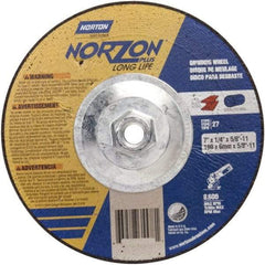 Norton - 24 Grit, 5" Wheel Diam, 1/4" Wheel Thickness, Type 27 Depressed Center Wheel - Ceramic - Eagle Tool & Supply
