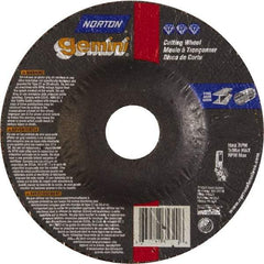 Norton - 46 Grit, 5" Wheel Diam, 3/32" Wheel Thickness, 7/8" Arbor Hole, Type 27 Depressed Center Wheel - Aluminum Oxide - Eagle Tool & Supply