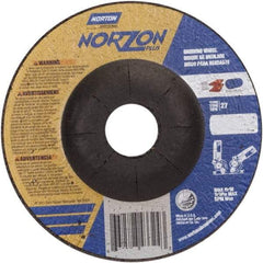 Norton - 24 Grit, 4-1/2" Wheel Diam, 1/8" Wheel Thickness, 7/8" Arbor Hole, Type 27 Depressed Center Wheel - Ceramic, 13,580 Max RPM - Eagle Tool & Supply