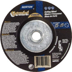 Norton - 36 Grit, 4-1/2" Wheel Diam, 3/32" Wheel Thickness, Type 27 Depressed Center Wheel - Aluminum Oxide - Eagle Tool & Supply