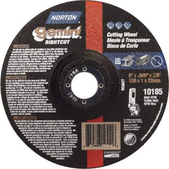 Norton - 46 Grit, 6" Wheel Diam, 7/8" Arbor Hole, Type 27 Depressed Center Wheel - Aluminum Oxide - Eagle Tool & Supply