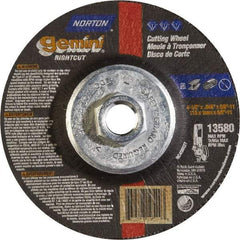 Norton - 46 Grit, 4-1/2" Wheel Diam, Type 27 Depressed Center Wheel - Aluminum Oxide - Eagle Tool & Supply