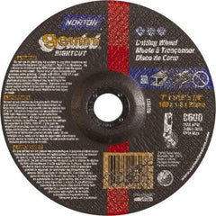 Norton - 46 Grit, 7" Wheel Diam, 7/8" Arbor Hole, Type 27 Depressed Center Wheel - Aluminum Oxide - Eagle Tool & Supply