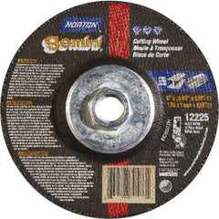 Norton - 46 Grit, 5" Wheel Diam, Type 27 Depressed Center Wheel - Aluminum Oxide - Eagle Tool & Supply