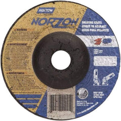 Norton - 24 Grit, 4" Wheel Diam, 1/8" Wheel Thickness, 3/8" Arbor Hole, Type 27 Depressed Center Wheel - Ceramic, 15,280 Max RPM - Eagle Tool & Supply