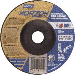 Norton - 24 Grit, 4" Wheel Diam, 1/8" Wheel Thickness, 5/8" Arbor Hole, Type 27 Depressed Center Wheel - Ceramic, 15,280 Max RPM - Eagle Tool & Supply