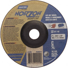 Norton - 46 Grit, 6" Wheel Diam, 7/8" Arbor Hole, Type 27 Depressed Center Wheel - Eagle Tool & Supply