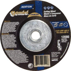 Norton - 36 Grit, 4-1/2" Wheel Diam, 3/32" Wheel Thickness, Type 27 Depressed Center Wheel - Aluminum Oxide - Eagle Tool & Supply