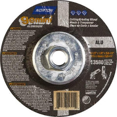 Norton - 24 Grit, 4-1/2" Wheel Diam, 1/8" Wheel Thickness, Type 27 Depressed Center Wheel - Aluminum Oxide, 13,580 Max RPM - Eagle Tool & Supply